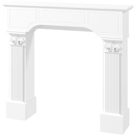 Baroque Fireplace Mantle, Freestanding Fireplace Surround for Electric Fireplaces, 43.3" W x 42.8" H, White