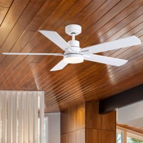 52 in. Integrated LED Farmhouse Indoor/Outdoor White Smart Ceiling Fan with Remote Control