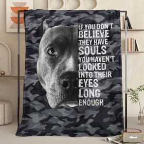 Black Dog Printed Flannel Throw Blanket Gray Camouflage Pattern Pattern Bedspread Cover Soft Lightweight For Home Bedroom Decor Festival Gifts 60 (Option: 150x200cm-Black)