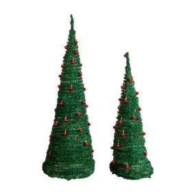 2 Pack, 6FT 5FT Artificial Pop Up Christmas Tree With Red Ball Ornaments For For Home Office Store Holiday Deco, Green (Option: Defaulttitle)