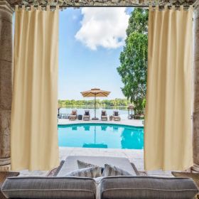 Toile Outdoor Thermal Blackout Curtain - 50 In. W X 120 In. L (Option: Beige)