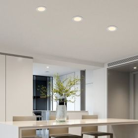 12-Pack 4 Inch Ultra-Thin LED Recessed Ceiling Light With Junction Box, 2700K-5000K Dimmable Color Changing Downlight, 9W 810LM, Easy Install, Id (Option: White)
