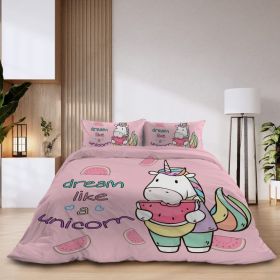 3pieces Watermelon Duvet Cover Set For Comforter Bedding Queen Size (Option: Queen-Pink)