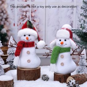2pcs Christmas and New Year White Winter Fabric Scarf with Hat Snowman Set (Color: twig snowman 2pcs)