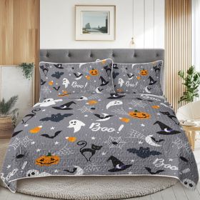 3pcs Halloween Pumpkin Set Comforter Set For Girls Boys Women, Soft Lightweight Halloween Bedding Set 1 Coverlet And 2 Pillowcases (Option: Queen-Multicolored)
