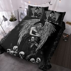 3 Pcs Of Dark Angel Skull Themed Printed Bedding Series Suitable For All Seasons (Option: Twin-Black)