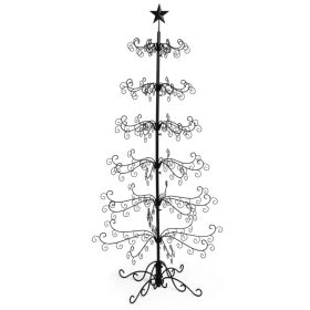 6ft Wrought Iron Christmas Tree, Metal Ornament Display Tree Stand For For Holiday Party Home Decor, Indoor & Outdoor Decor Hanger, Black (Option: Defaulttitle)